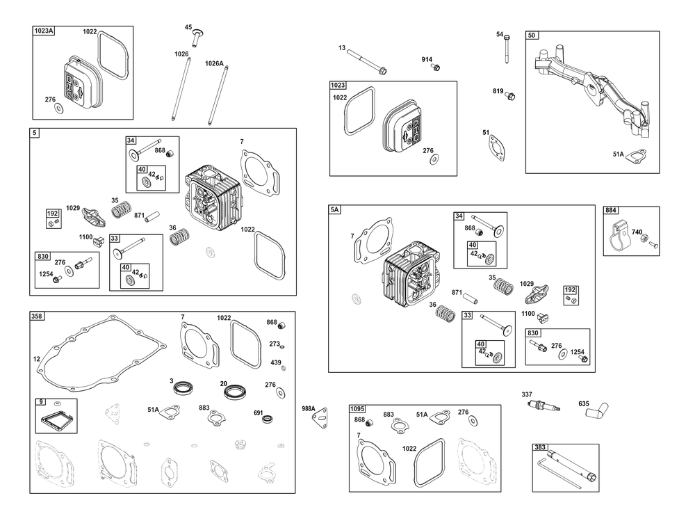 Cylinder Head Group Diagram and Parts List for 305772-0154-G1 200000 - 399999 Briggs and Stratton Engine